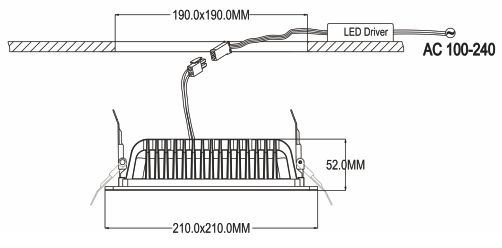 8inch 30W CLDE square recessed LED downlight-5
